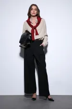 Antioch Siyah Pileli Palazzo Kadın Pantolon