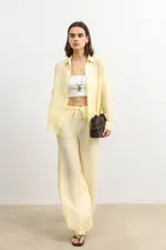Antioch Sarı Ayarlanabilir Paça Dökümlü Kadın Pantolon