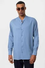 Antioch Baby Blue Mandarin Collar Regular Fit Men's Shirt