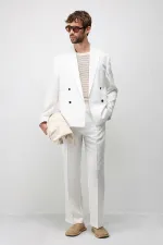 Veste blazer pour homme Antioch blanche coupe décontractée en lin mélangé
