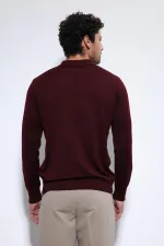 Pull homme à col polo bordeaux Antioch