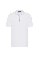 Antioch Beyaz Fermuarlı Regular Fit Erkek T-Shirt