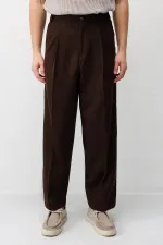 Antioch Koyu Kahve Yüksek Bel Pileli Relax Fit Erkek Pantolon