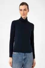 Antioch Lacivert Kadın Boğazlı Triko Kazak