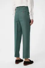 Antioch Green 100% Linen Italian Cut Men's Trousers