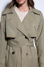 Trench-coat Antioch kaki croisé à ceinture pour femme