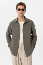 Antioch Khaki Relax Fit Modal Fabric Men's Shirt