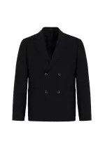 Antioch Siyah Relax Fit Keten Karışımlı Erkek Blazer Ceket