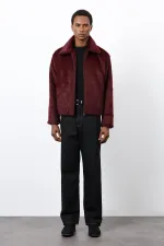 Antioch Bordo Yumuşak Dokulu Erkek Mont