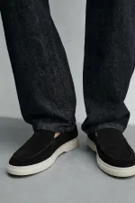 Mocassins Antioch en cuir suédé noir cousu