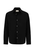 Antioch Black Relax Fit Linen Blend Men's Shirt