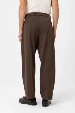 Pantalon homme Antioch Coffee taille haute coupe décontractée à plis