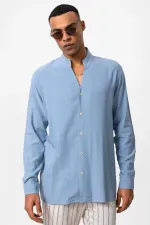 Antioch Bebe Mavi Hakim Yaka Uzun Kollu Erkek Gömlek
