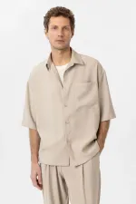 Chemise homme Antioch beige décontractée à manches courtes