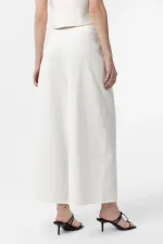 Antioch Beyaz Keten Karışımlı Kadın Culotte Pantolon