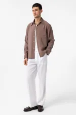 Antioch Kahve Modal Kumaş Relax Fit Erkek Gömlek