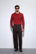Pull basique pour homme à col polo rouge Antioch
