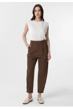 Pantalon Antioch Coffee taille haute à ourlet boutonné pour femme
