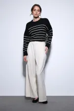 Antioch Ecru Pleated Palazzo Women's Trousers