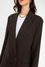Antioch Coffee Women's Striped Oversize Blazer Jacket