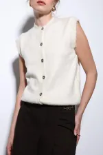 Antioch Ekru Dokulu Kadın Triko Yelek