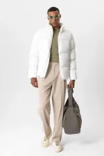 Antioch Beyaz Dik Yaka Kauçuk Şişme Mont