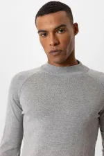 Pull en maille pour homme Antioch Grey Melange à col roulé semi-roulé