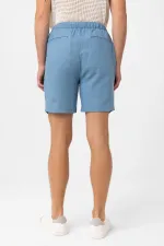 Antioch Mavi Keten Karışımlı Erkek Şort