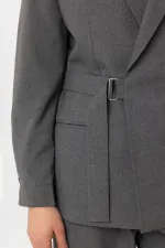 Antioch Gri Kuşaklı Relax Fit Erkek Blazer Ceket