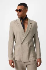Antioch Beige Double-Breasted Unlined Men's Blazer Jacket
