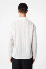 Chemise à rayures en tissu modal blanc Antioch pour homme