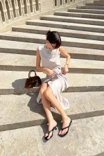 Antioch Bej Keten Karışımlı Kadın Bluz