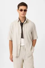 Chemise homme décontractée en lin mélangé Antioch Stone