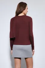 Antioch Bordo Drapeli Şal Detaylı Top