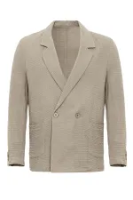 Antioch Beige Double-Breasted Unlined Men's Blazer Jacket