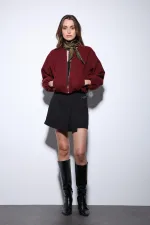 Veste courte Antioch bordeaux pour femme avec taille élastique