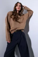 Antioch Lacivert Pileli Geniş Kadın Pantolon