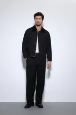 Antioch Siyah Kontrast Yaka Erkek Ceket