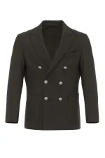 Antioch Kahve Astarsız Kruvaze Erkek Blazer Ceket