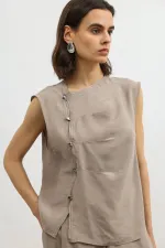 Haut boutonné pour femme en mélange de lyocell beige Antioch