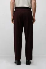 Antioch Burgundy Pleated Relaxed Fit Men's Trousers