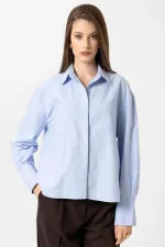 Antioch Mavi Kadın Basic Poplin Gömlek