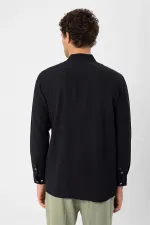 Antioch Black Mandarin Collar Long-Sleeve Men's Shirt