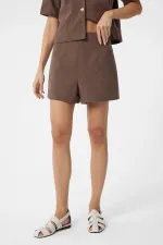 Antioch Kahve Gömlek Şort Kadın Takım