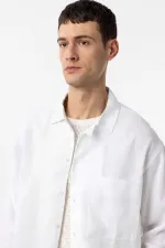 Chemise homme Antioch en lin mélangé blanc, coupe décontractée