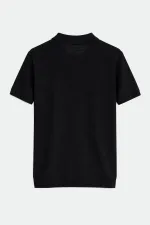 T-shirt homme Antioch noir en maille texturée à col polo