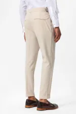 Pantalon homme Antioch beige à taille haute plissé et texturé