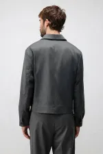 Antioch Gri Relaxed Fit Fermuarlı Erkek Mont