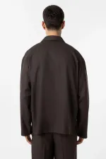 Chemise homme Antioch Coffee en lin mélangé coupe décontractée