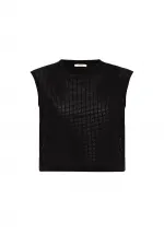 Antioch Siyah Bağcıklı Örgü Dokulu Kadın Top